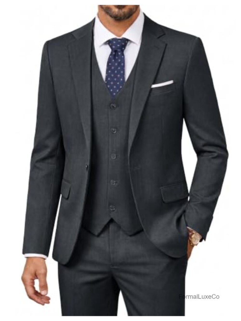Men's 3-Piece Slim Fit Suit Set Polyester Blende